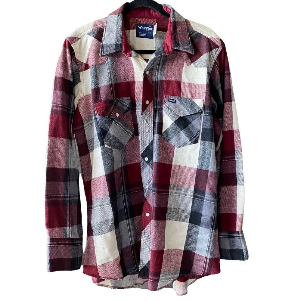 Wrangler plaid medium-weight flannel size 17-34 vintage